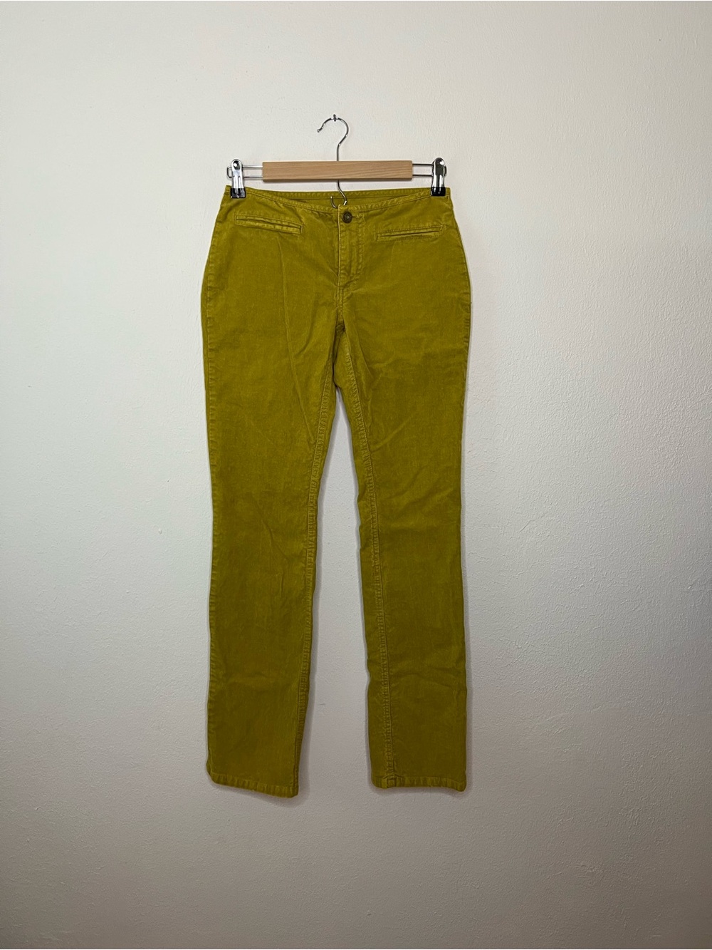 Groovy Low Rise Corduroy Pants - Olive Yellow